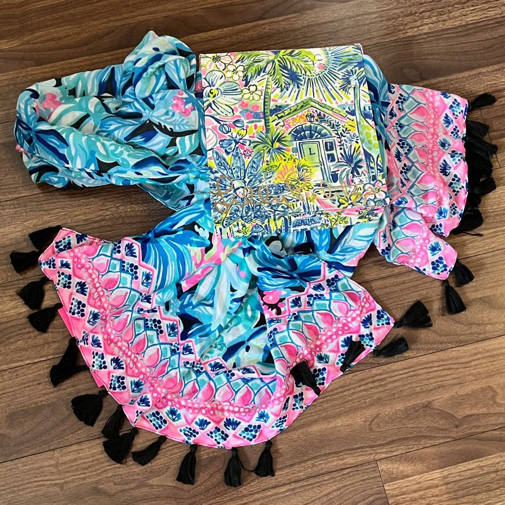 NWT Lilly Pulitzer Resort Scarf Maldives Green Hype It Up
